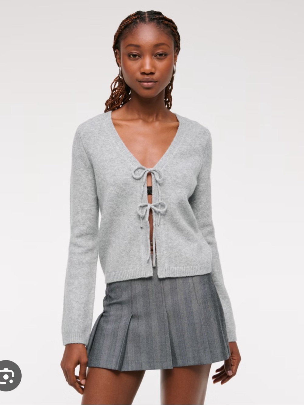 Abercrombie & Fitch Tie-front Cardigan -Grey